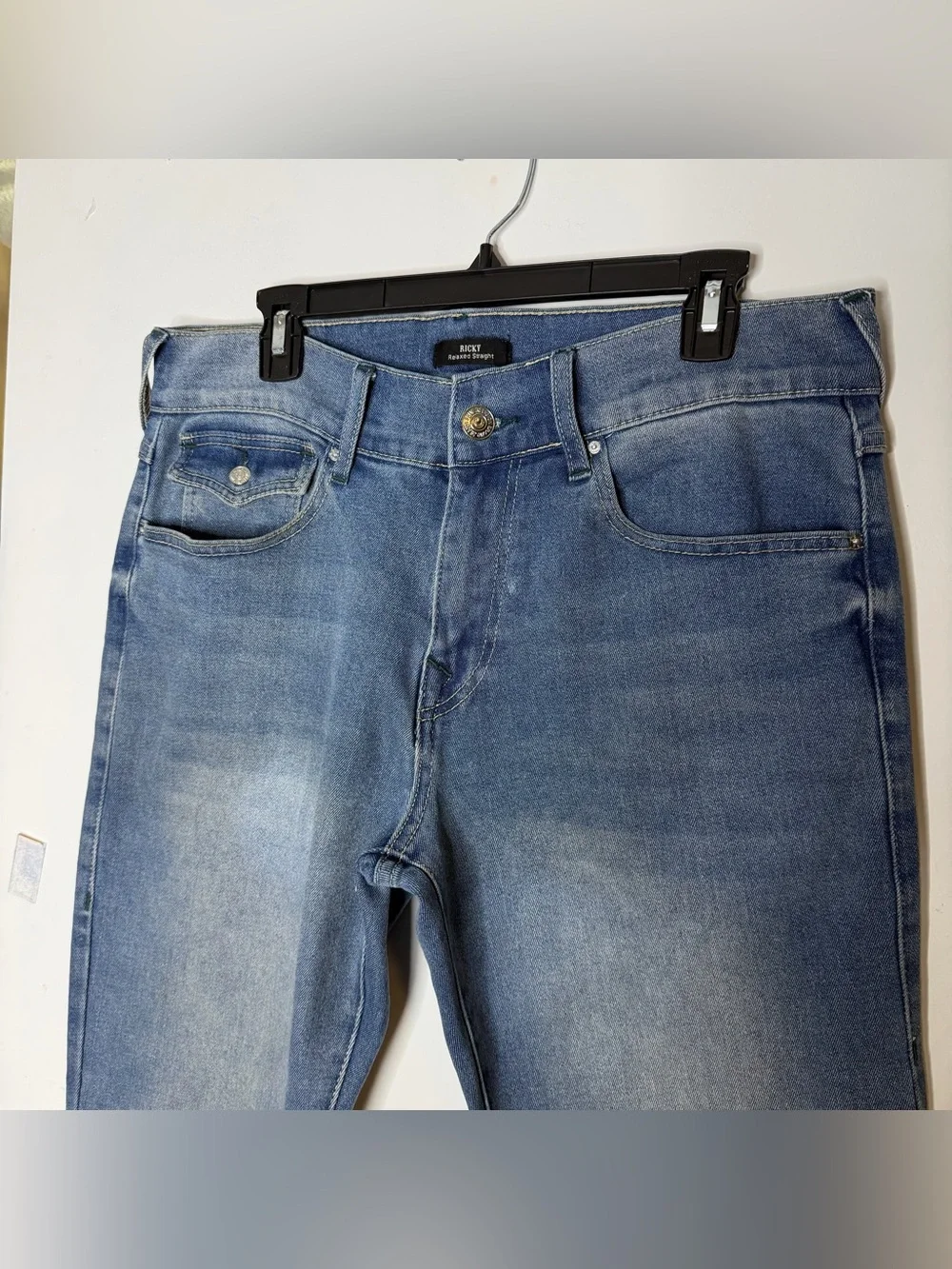 True Religion Ricky Relaxed Straight Jeans Flap Pocket Size 34